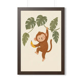 Jungle Monkey Banana Framed Nursery Wall Art, Storybook Kids Room Decor, 16x24 20x30 Poster — Front view — Photo 4