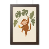 Jungle Monkey Banana Framed Nursery Wall Art, Storybook Kids Room Decor, 16x24 20x30 Poster — Front view — Photo 3