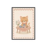 Kitten Tea Framed Nursery Poster, Storybook Kids Room Wall Art, A4 A3 Size — Front view — Photo 1