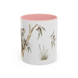 Koala Accent Mug | Watercolor Nature Coffee Cup | 11oz 15oz Woodland Animal Gift — 11oz / Pink — front