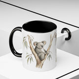 Koala Accent Mug | Watercolor Nature Coffee Cup | 11oz 15oz Woodland Animal Gift — 11oz / Black — context-2