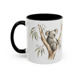 Koala Accent Mug | Watercolor Nature Coffee Cup | 11oz 15oz Woodland Animal Gift — 11oz / Black — left
