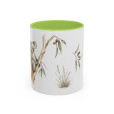 Koala Accent Mug | Watercolor Nature Coffee Cup | 11oz 15oz Woodland Animal Gift — 11oz / Light Green — front