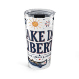 Lake Day Liberty 20oz Tumbler — Patriotic Summer Lake Gift — Insulated Stainless Steel Travel Cup — Front view — Photo 1