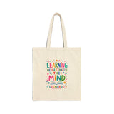 Leonardo da Vinci Quote Tote Bag — Inspirational Canvas Bag — Colorful Literary Gift — Front view — Photo 1