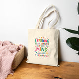 Leonardo da Vinci Quote Tote Bag — Inspirational Canvas Bag — Colorful Literary Gift — Product view — Photo 13