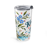 Let Kindness Travel Far 20oz Tumbler, Botanical Inspirational Quote Gift, Insulated Stainless Steel Travel Cup — Left view — Photo 3