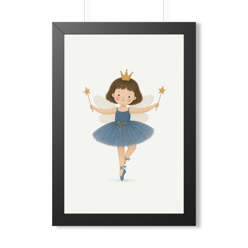 Little Ballerina Framed Nursery Poster | Storybook Wall Art | Kids Room Decor | Black Walnut White Frame | 16x24 20x30 — 6ad86fb322f6b3eb1802d3c3_69668_124096_front