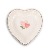 Little Love Ceramic Ring Dish, Gold Rim Trinket Tray, Jewelry Holder Gift, Round Wavy Round Heart — Front view — Photo 3