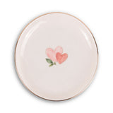 Little Love Ceramic Ring Dish, Gold Rim Trinket Tray, Jewelry Holder Gift, Round Wavy Round Heart — Front view — Photo 1
