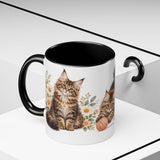 Maine Coon Mug, Cute Watercolor Cat Coffee Cup, Floral Pet Lover Gift, 11oz 15oz Ceramic Accent Mug — 11oz / Black — context-2