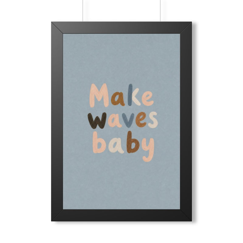 Make Waves Baby Framed Nursery Poster | Storybook Wall Art | Kids Room Decor | Black Walnut White Frame | 16x24 20x30 — 6ad86f96484d495a850b3b50_69668_124096_front