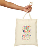 Marie Curie Quote Tote Bag — Inspirational Canvas Bag — Colorful Literary Gift — Product view — Photo 11