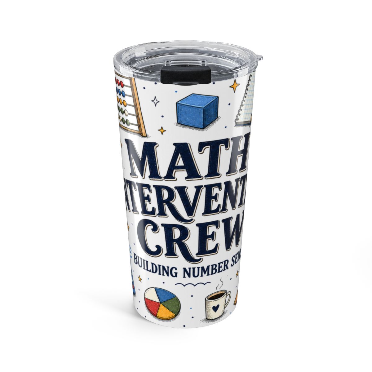 Math Intervention Crew 20oz Tumbler — Building Number Sense — Insulated Stainless Steel Travel Cup — Front view — Photo 1