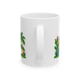 Mexico Travel Souvenir Mug — Pyramid & Colorful Town — Soccer Fan Gift — White Ceramic 11oz 15oz — Back view — Photo 3