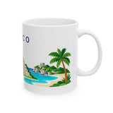 Mexico Travel Souvenir Mug — Pyramid & Colorful Town — Soccer Fan Gift — White Ceramic 11oz 15oz — Right view — Photo 5
