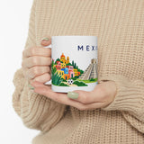 Mexico Travel Souvenir Mug — Pyramid & Colorful Town — Soccer Fan Gift — White Ceramic 11oz 15oz — Product view — Photo 12