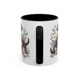 Miniature Schnauzer Mug, Cute Watercolor Dog Coffee Cup, Floral Pet Lover Gift, 11oz 15oz Ceramic Accent Mug — 11oz / Black — back