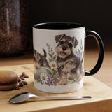 Miniature Schnauzer Mug, Cute Watercolor Dog Coffee Cup, Floral Pet Lover Gift, 11oz 15oz Ceramic Accent Mug — 11oz / Black — context-1