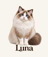 Flat print artwork example — your own pet photo and name will replace the example after proof approval