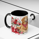 Valentine's Day Golden Retriever Mug, Golden Love, Cute Animal Lover Gift, Watercolor Ceramic Coffee Cup, 11oz 15oz — 11oz / Black — context-2