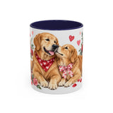 Valentine's Day Golden Retriever Mug, Golden Love, Cute Animal Lover Gift, Watercolor Ceramic Coffee Cup, 11oz 15oz — 11oz / Navy — front