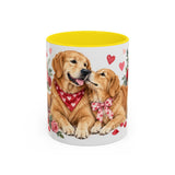 Valentine's Day Golden Retriever Mug, Golden Love, Cute Animal Lover Gift, Watercolor Ceramic Coffee Cup, 11oz 15oz — 11oz / Yellow — front