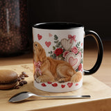 Valentine's Day Golden Retriever Mug, Golden Love, Cute Animal Lover Gift, Watercolor Ceramic Coffee Cup, 11oz 15oz — 11oz / Black — context-1
