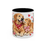 Valentine's Day Golden Retriever Mug, Golden Love, Cute Animal Lover Gift, Watercolor Ceramic Coffee Cup, 11oz 15oz — 11oz / Black — front
