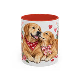Valentine's Day Golden Retriever Mug, Golden Love, Cute Animal Lover Gift, Watercolor Ceramic Coffee Cup, 11oz 15oz — 11oz / Red — front