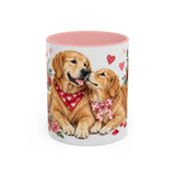 Valentine's Day Golden Retriever Mug, Golden Love, Cute Animal Lover Gift, Watercolor Ceramic Coffee Cup, 11oz 15oz — 11oz / Pink — front