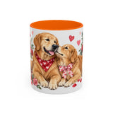 Valentine's Day Golden Retriever Mug, Golden Love, Cute Animal Lover Gift, Watercolor Ceramic Coffee Cup, 11oz 15oz — 11oz / Orange — front