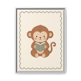 Monkey Book Framed Nursery Canvas, Storybook Kids Room Wall Art, 12x16 18x24 — Front view — Photo 6