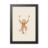 Monkey Star Wands Framed Nursery Wall Art, Storybook Kids Room Decor, 16x24 20x30 Poster — Front view — Photo 1