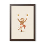 Monkey Star Wands Framed Nursery Wall Art, Storybook Kids Room Decor, 16x24 20x30 Poster — Front view — Photo 4