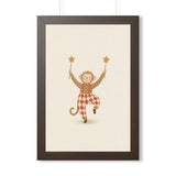 Monkey Star Wands Framed Nursery Wall Art, Storybook Kids Room Decor, 16x24 20x30 Poster — Front view — Photo 3