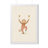 Monkey Star Wands Framed Nursery Wall Art, Storybook Kids Room Decor, 16x24 20x30 Poster — Front view — Photo 6