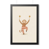 Monkey Star Wands Framed Nursery Wall Art, Storybook Kids Room Decor, 16x24 20x30 Poster — Front view — Photo 2