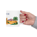 Morocco Travel Souvenir Mug — Kasbah & Blue City — Soccer Fan Gift — White Ceramic 11oz 15oz — Product view — Photo 14