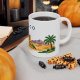 Morocco Travel Souvenir Mug — Kasbah & Blue City — Soccer Fan Gift — White Ceramic 11oz 15oz — Product view — Photo 8