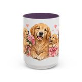 Mother's Day Golden Retriever Mug, Golden Mother, Cute Animal Lover Gift, Watercolor Ceramic Coffee Cup, 11oz 15oz — 15oz / Purple — front