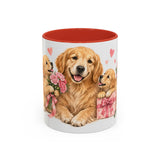 Mother's Day Golden Retriever Mug, Golden Mother, Cute Animal Lover Gift, Watercolor Ceramic Coffee Cup, 11oz 15oz — 11oz / Red — front