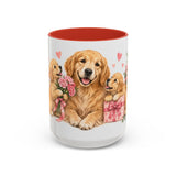 Mother's Day Golden Retriever Mug, Golden Mother, Cute Animal Lover Gift, Watercolor Ceramic Coffee Cup, 11oz 15oz — 15oz / Red — front