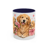Mother's Day Golden Retriever Mug, Golden Mother, Cute Animal Lover Gift, Watercolor Ceramic Coffee Cup, 11oz 15oz — 11oz / Navy — front