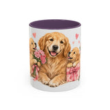 Mother's Day Golden Retriever Mug, Golden Mother, Cute Animal Lover Gift, Watercolor Ceramic Coffee Cup, 11oz 15oz — 11oz / Purple — front