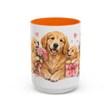 Mother's Day Golden Retriever Mug, Golden Mother, Cute Animal Lover Gift, Watercolor Ceramic Coffee Cup, 11oz 15oz — 15oz / Orange — front