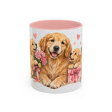 Mother's Day Golden Retriever Mug, Golden Mother, Cute Animal Lover Gift, Watercolor Ceramic Coffee Cup, 11oz 15oz — 11oz / Pink — front