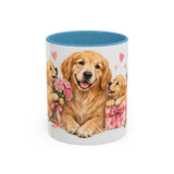 Mother's Day Golden Retriever Mug, Golden Mother, Cute Animal Lover Gift, Watercolor Ceramic Coffee Cup, 11oz 15oz — 11oz / Light Blue — front