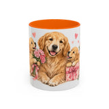 Mother's Day Golden Retriever Mug, Golden Mother, Cute Animal Lover Gift, Watercolor Ceramic Coffee Cup, 11oz 15oz — 11oz / Orange — front