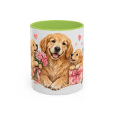 Mother's Day Golden Retriever Mug, Golden Mother, Cute Animal Lover Gift, Watercolor Ceramic Coffee Cup, 11oz 15oz — 11oz / Light Green — front